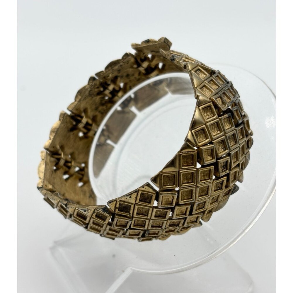 Hattie Carnegie Woven Panel Link Bangle Bracelet Signed-RARE-Vintage - Picture 7 of 7